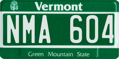 VT license plate NMA604