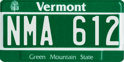VT license plate NMA612