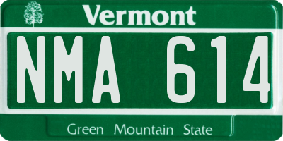VT license plate NMA614