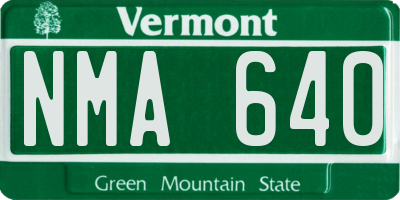 VT license plate NMA640