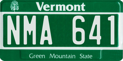 VT license plate NMA641