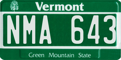 VT license plate NMA643