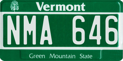 VT license plate NMA646
