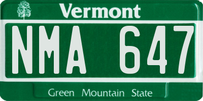 VT license plate NMA647