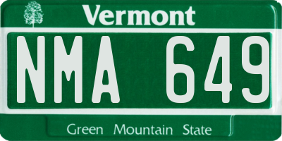 VT license plate NMA649