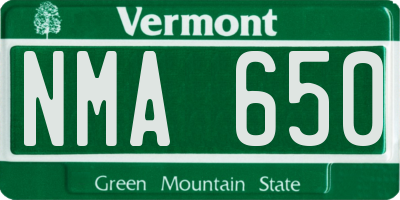 VT license plate NMA650