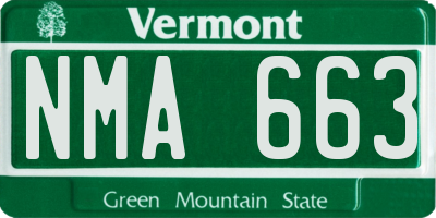 VT license plate NMA663