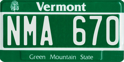 VT license plate NMA670