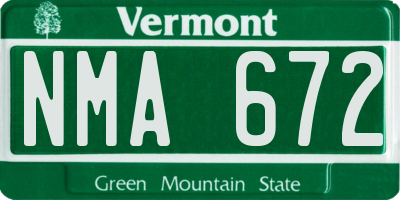 VT license plate NMA672