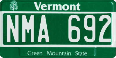 VT license plate NMA692