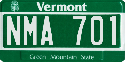 VT license plate NMA701