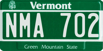 VT license plate NMA702