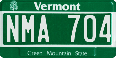 VT license plate NMA704