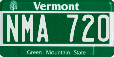 VT license plate NMA720