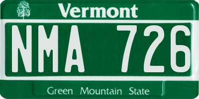 VT license plate NMA726