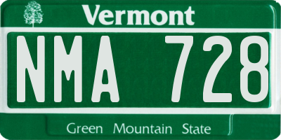 VT license plate NMA728