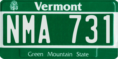 VT license plate NMA731