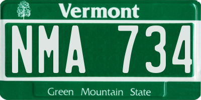 VT license plate NMA734