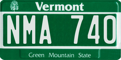 VT license plate NMA740