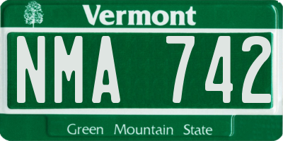 VT license plate NMA742