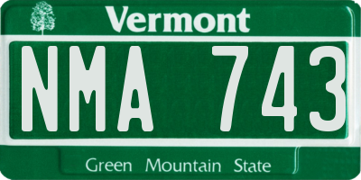VT license plate NMA743