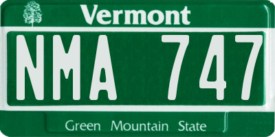 VT license plate NMA747