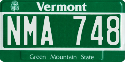 VT license plate NMA748