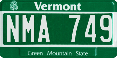 VT license plate NMA749