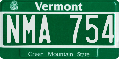 VT license plate NMA754