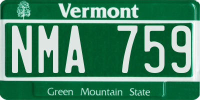 VT license plate NMA759
