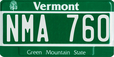 VT license plate NMA760