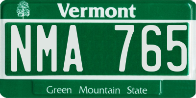 VT license plate NMA765
