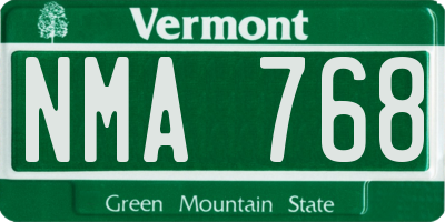 VT license plate NMA768