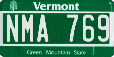 VT license plate NMA769