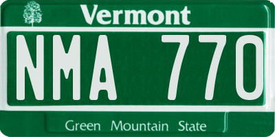 VT license plate NMA770