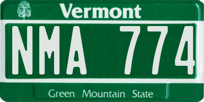 VT license plate NMA774