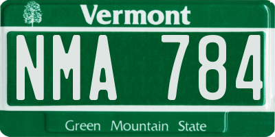 VT license plate NMA784