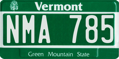 VT license plate NMA785