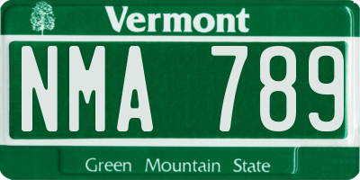 VT license plate NMA789