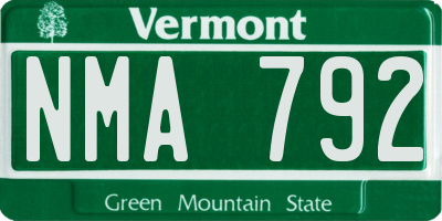 VT license plate NMA792