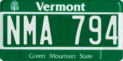 VT license plate NMA794