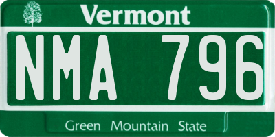 VT license plate NMA796