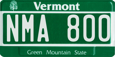 VT license plate NMA800