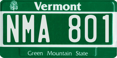 VT license plate NMA801
