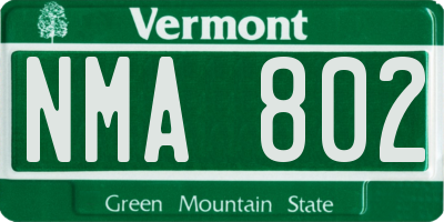 VT license plate NMA802