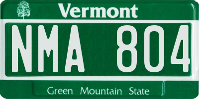 VT license plate NMA804