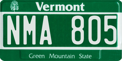 VT license plate NMA805
