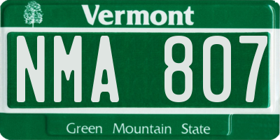 VT license plate NMA807