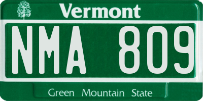 VT license plate NMA809