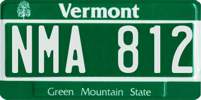 VT license plate NMA812